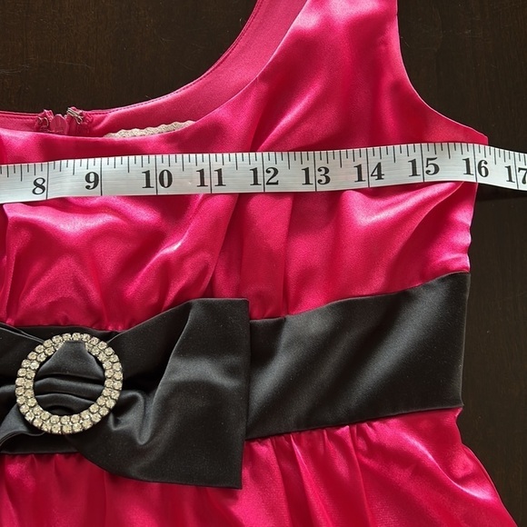 HOT PINK Black Bow Appliqué Mini Dress Size XXS - Picture 8 of 13
